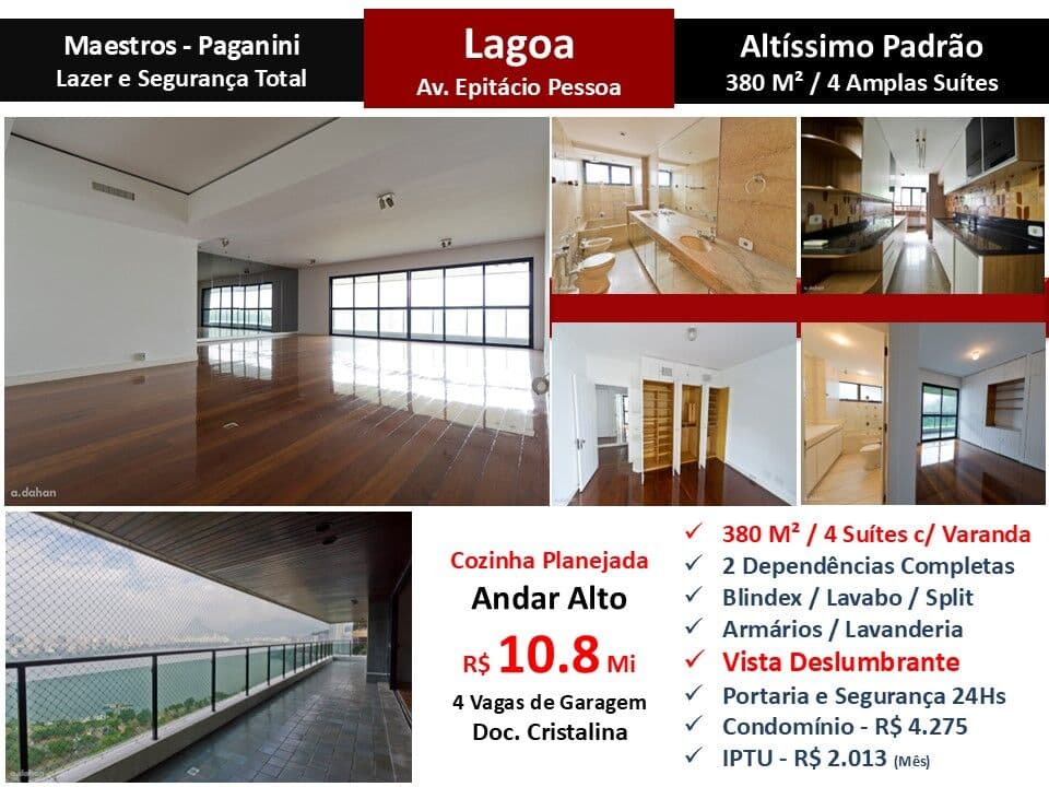 Apto Lagoa Maestros Paganini 380M²