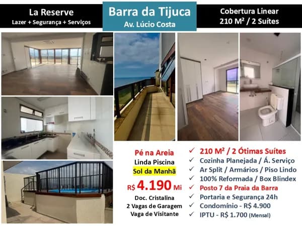 Cob Barra da Tijuca Praia La Reserve 210M²