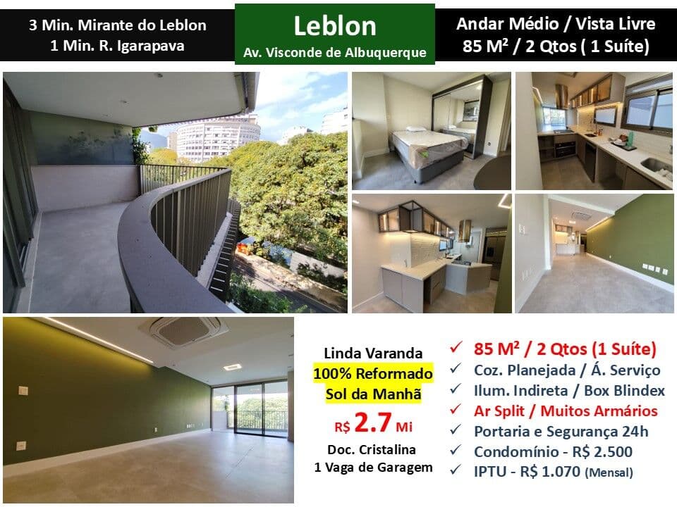 Apto Leblon Visconde de Albuquerque 85M²