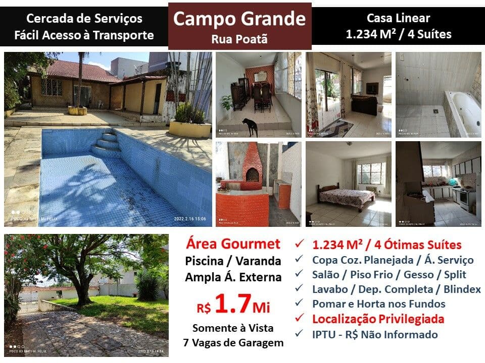 Casa Campo Grande Poata 1234M²