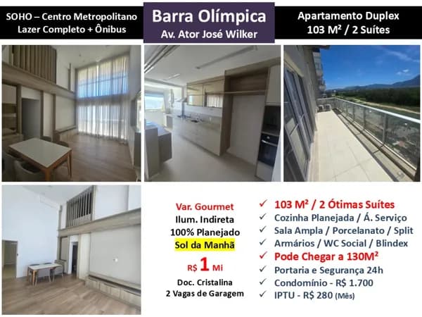 Apto Barra Olímpica Centro Metropolitano Soho 103M²