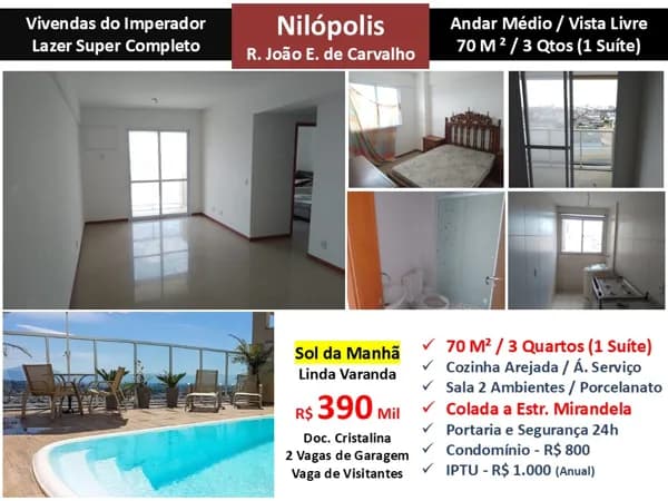 Apto Nilópolis Vivendas do Imperador 70M²