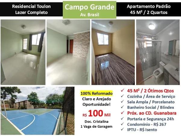 Apto Campo Grande Residencial Toulon 45M²