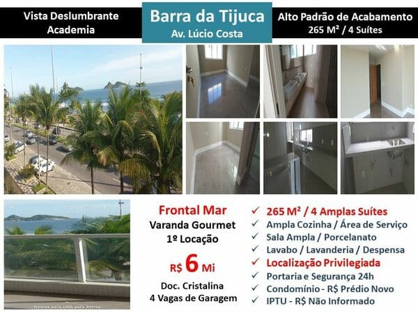 Apto Barra da Tijuca Praia JO 265M²