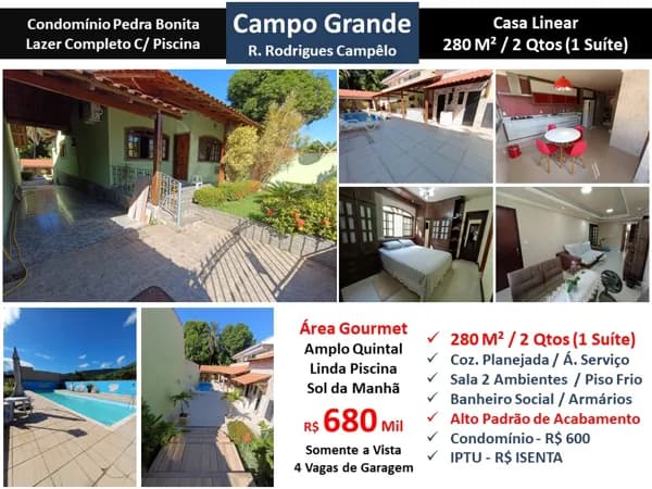 Casa Campo Grande Pedra Bonita 280M² Linear