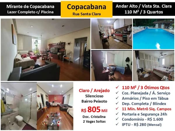 Apto Copacabana Santa Clara Mirante Copacabana 110M²