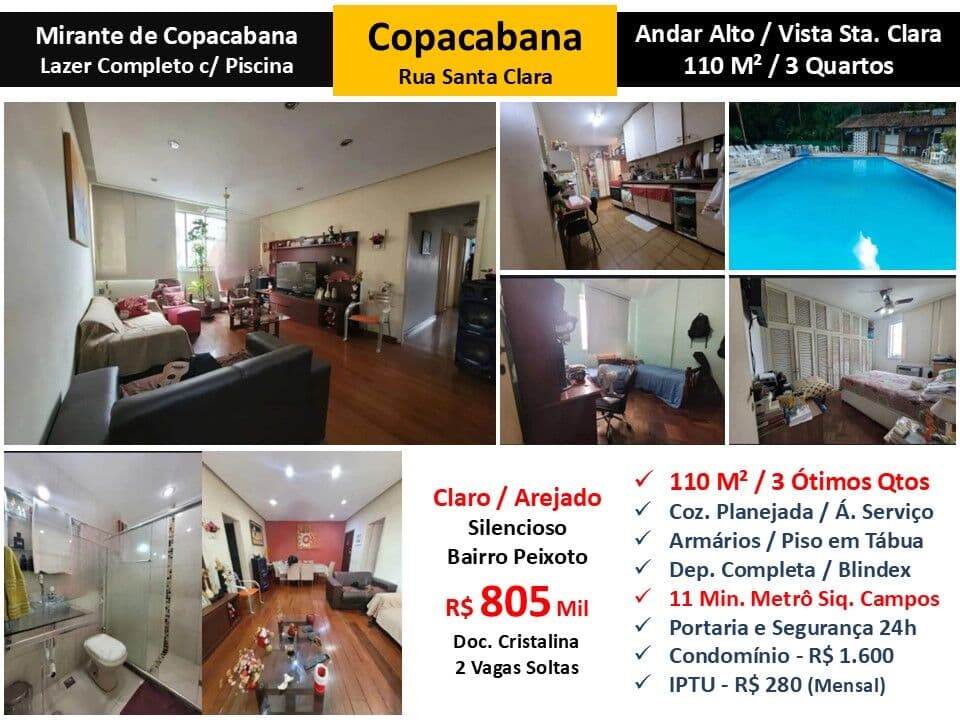 Apto Copacabana Santa Clara Mirante Copacabana 110M²