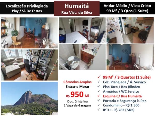 Apto Humaitá Visc. de Silva 99M²