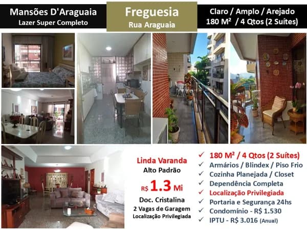 Apto JPA Freguesia Mansões Araguaia 180M²