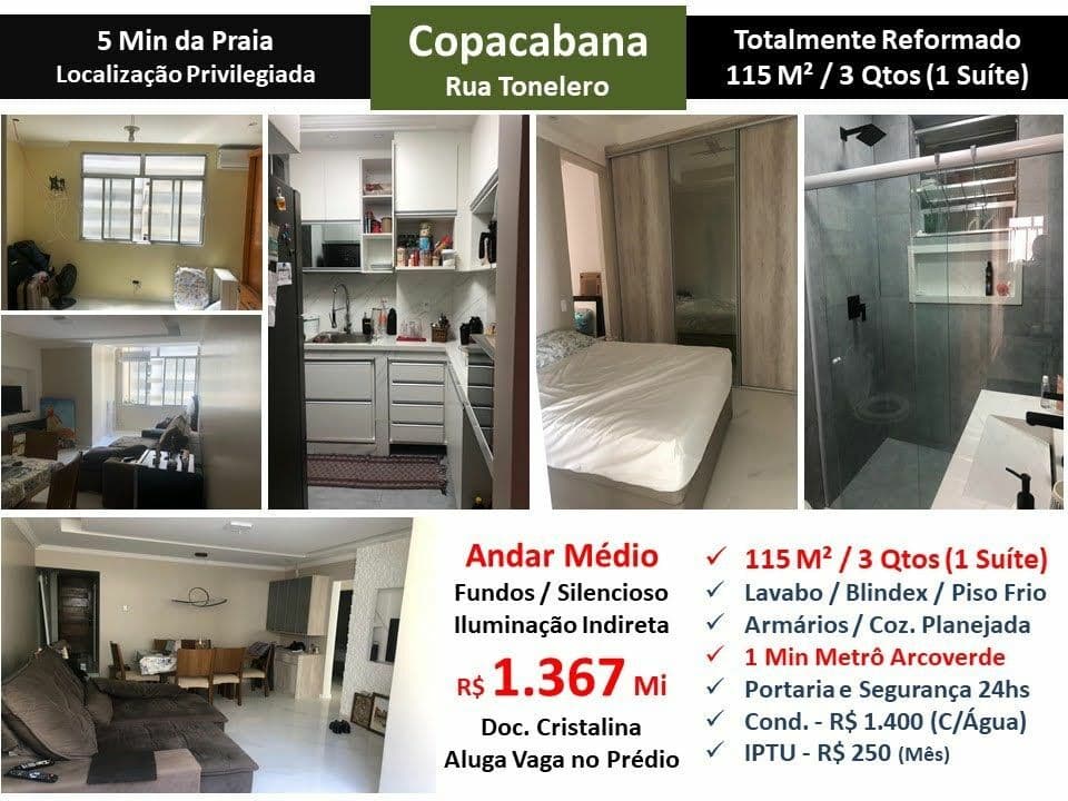 Apto Copacabana Tonelero 115M²