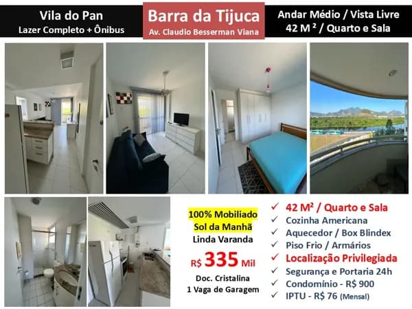 Apto Barra da Tijuca Vila do Pan 42M²