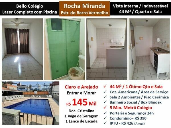 Apto Rocha Miranda Barro Vermelho 44M²