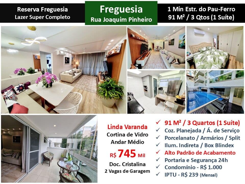 Apto JPA Freguesia Joaquim Pinheiro Reserva Freguesia 91M²