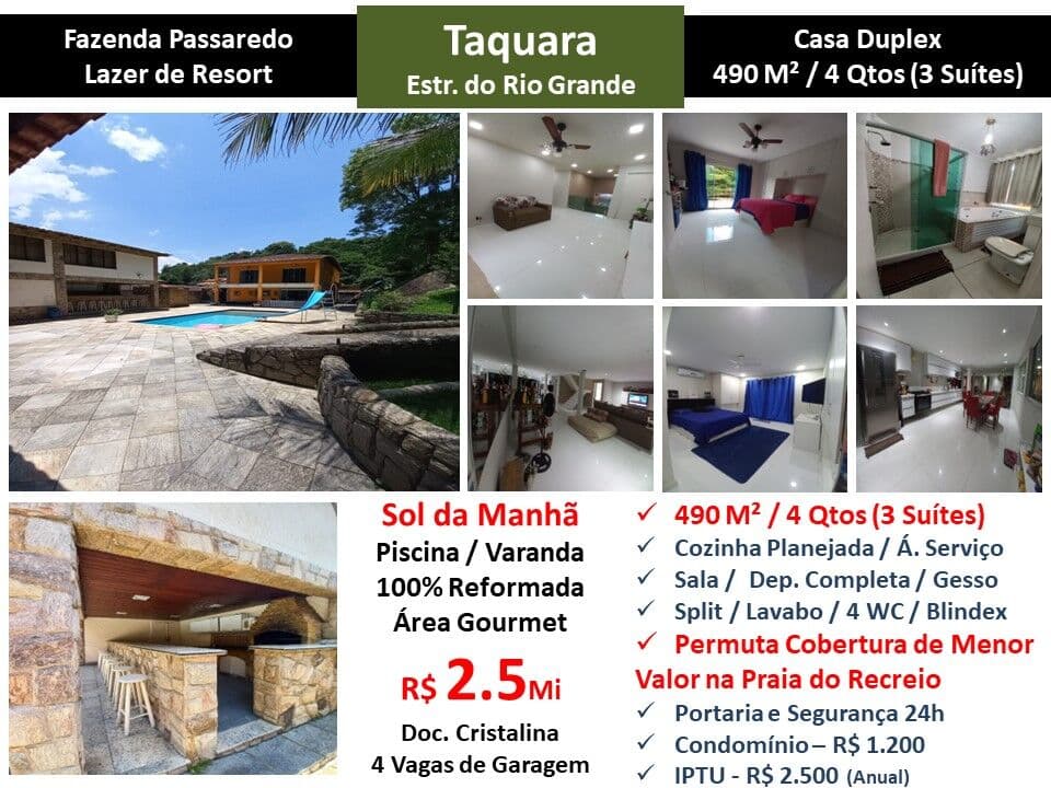 Casa JPA Taquara Fazenda Passaredo 490M²