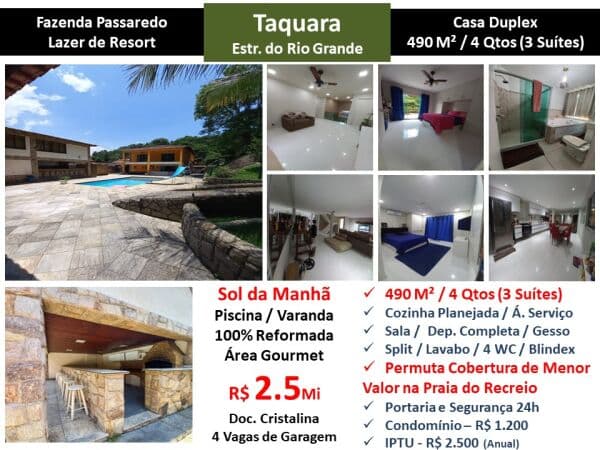 Casa JPA Taquara Fazenda Passaredo 490M²