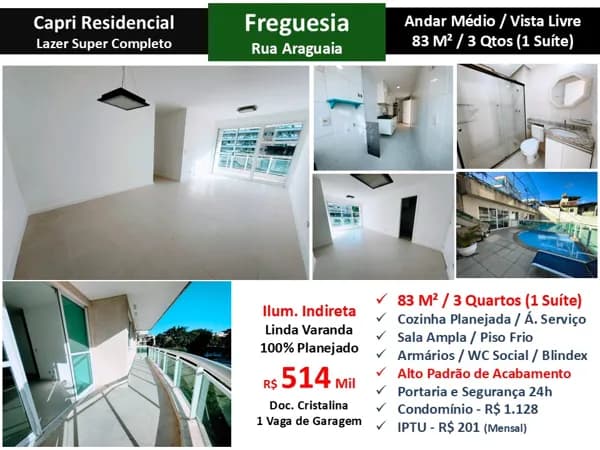 Apto JPA Freguesia Araguaia Capri 83M²