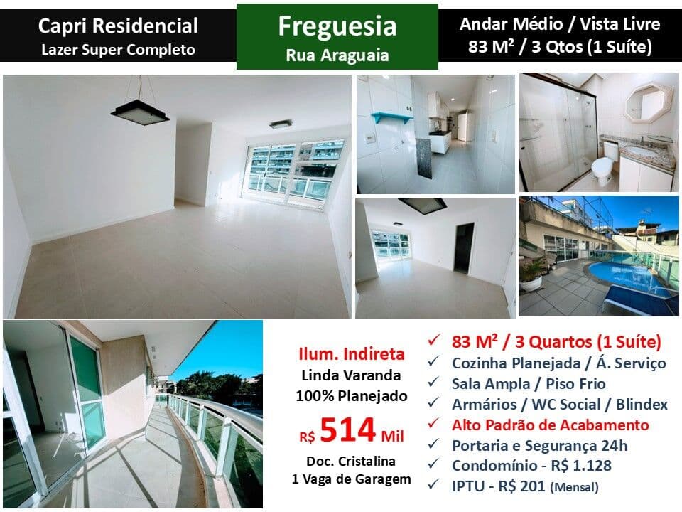 Apto JPA Freguesia Araguaia Capri 83M²