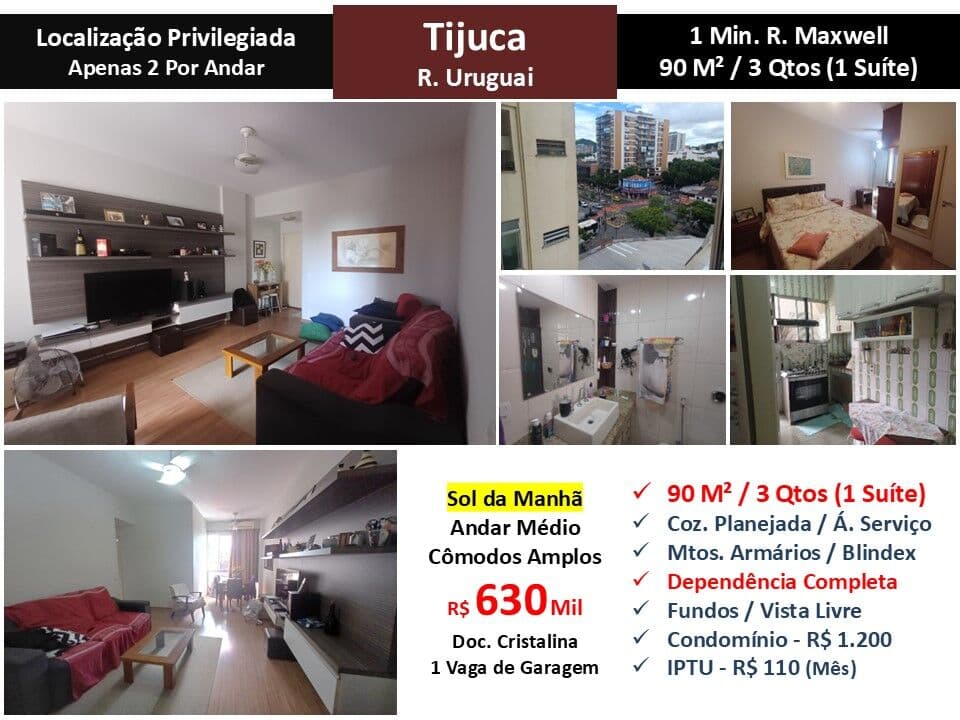 Apto Tijuca Rua Uruguai 90M²