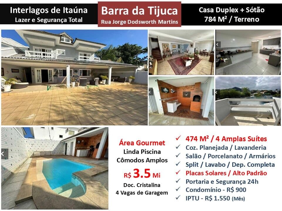 Casa Barra da Tijuca Interlagos de Itaúna 474M²