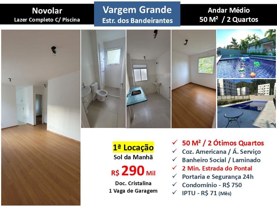 Apto Vagem Grande Novolar 50M²