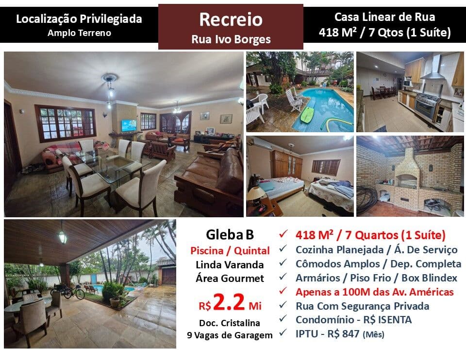 Casa Recreio Gleba B Ivo Borges 418M² Linear