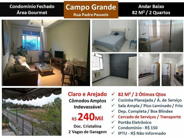 Apto Campo Grande Padre Pauvels 82M²