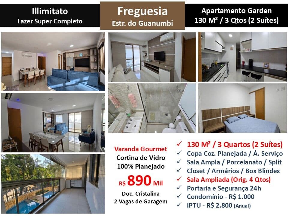 Apto JPA Freguesia Illimitato 130M² Garden