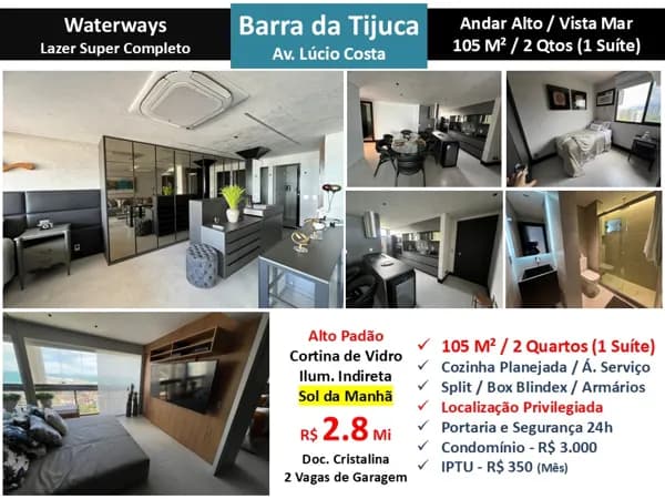 Apto Barra da Tijuca Praia Waterways 105M²