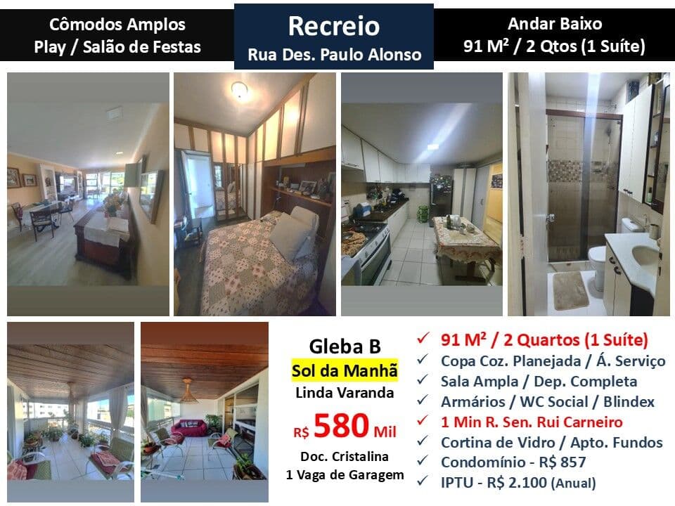 Apto Recreio Gleba B Paulo Alonso 91M²