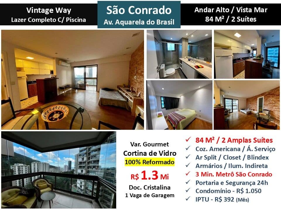 Apto São Conrado Vintage Way 84M²