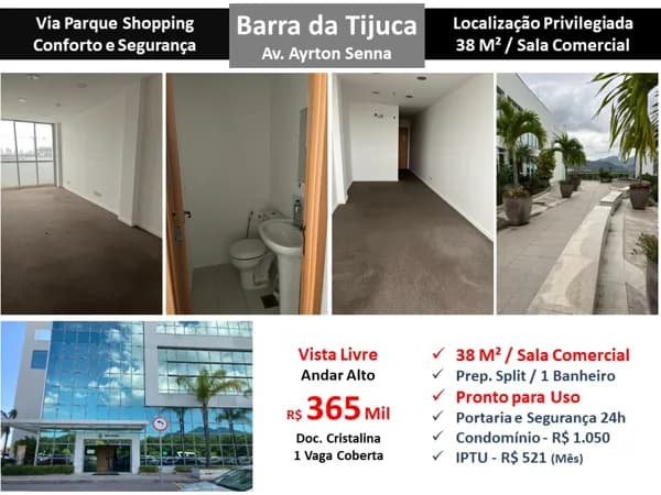 Sala Barra da Tijuca Via Parque 38M²