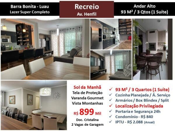 Apto Recreio Barra Bonita Luau 93M² 4