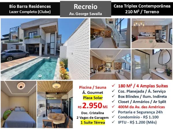 Casa Recreio Bio Barra Residences 180M²