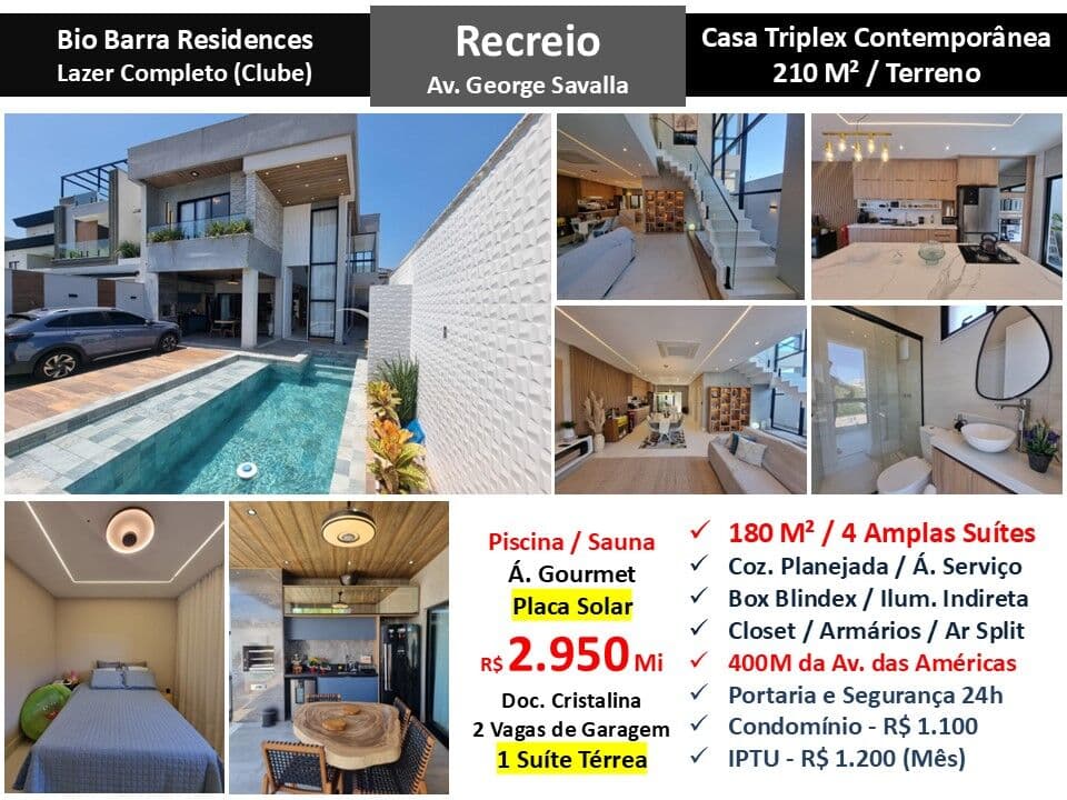 Casa Recreio Bio Barra Residences 180M²