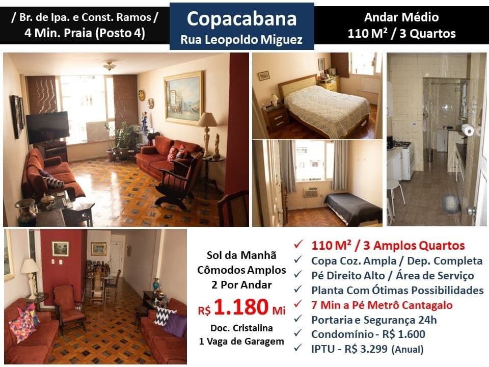 Apto Copacabana Leopoldo Miguez 110M²