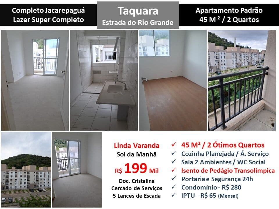 Apto JPA Taquara Rio Grande Completo 45M² 2