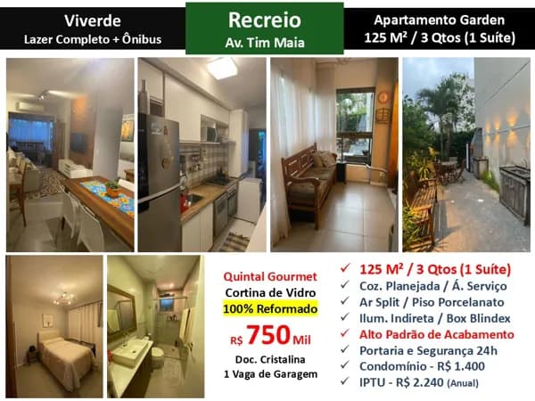 Apto Recreio Zico Viverde 125M² Garden