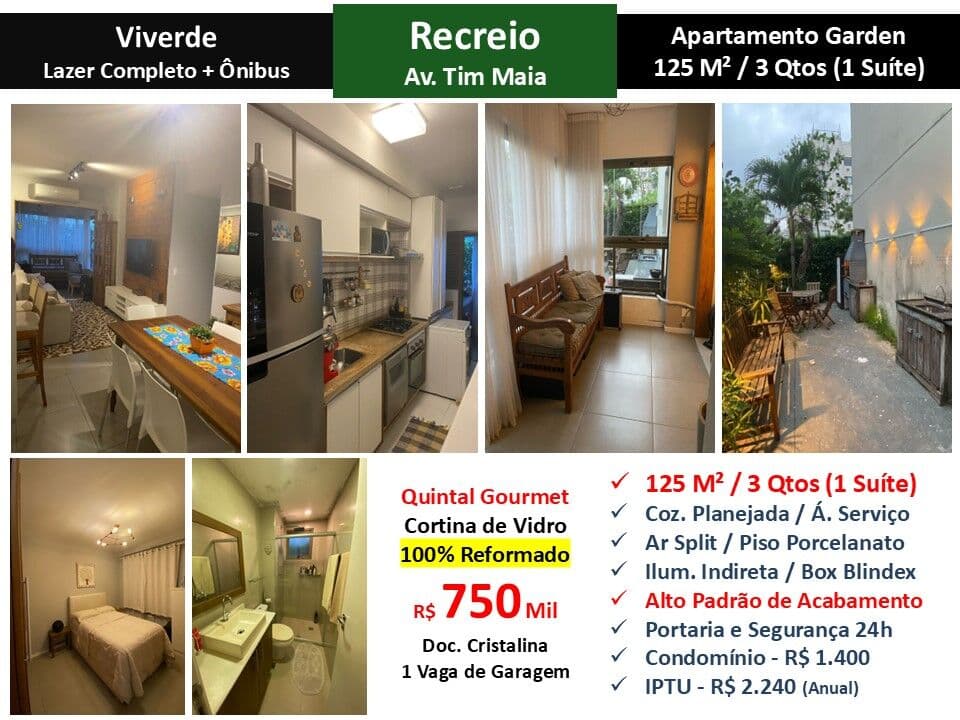 Apto Recreio Zico Viverde 125M² Garden