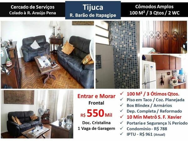 Apto Tijuca Barão de itapagipe 100M²