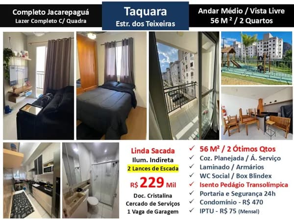 Apto JPA Taquara Completo 56M²