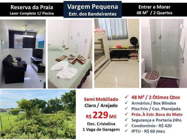 Apto Vargem Pequena Reserva da Praia 48M²