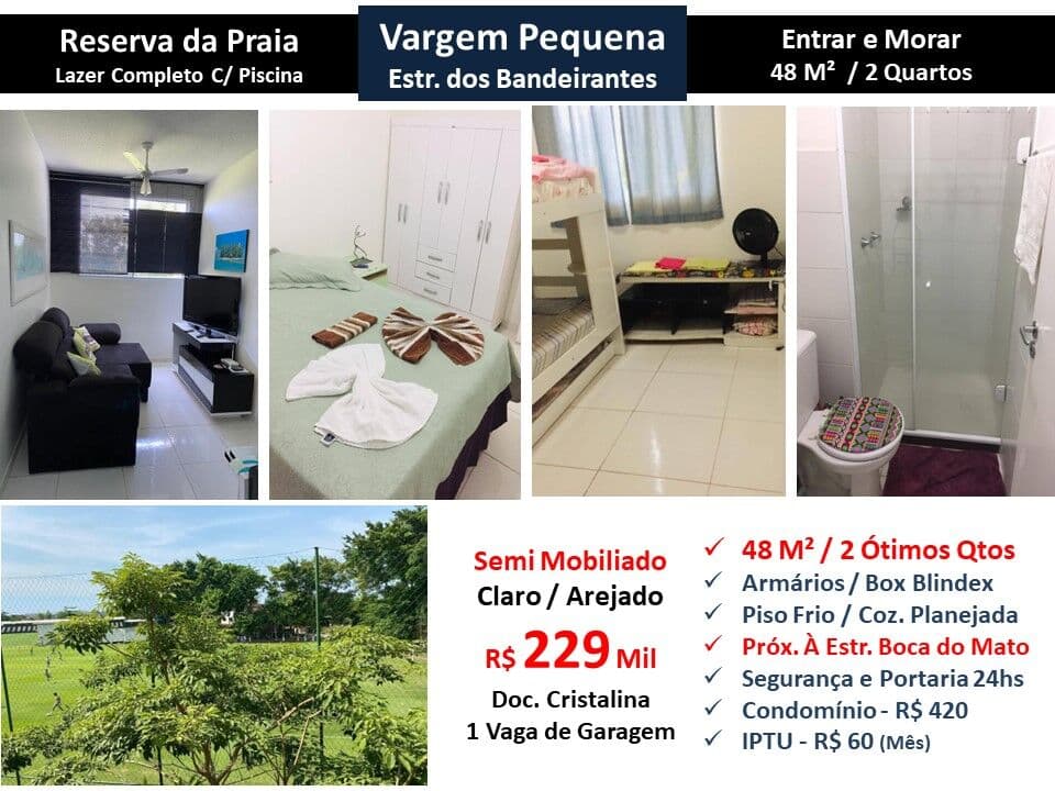 Apto Vargem Pequena Reserva da Praia 48M²