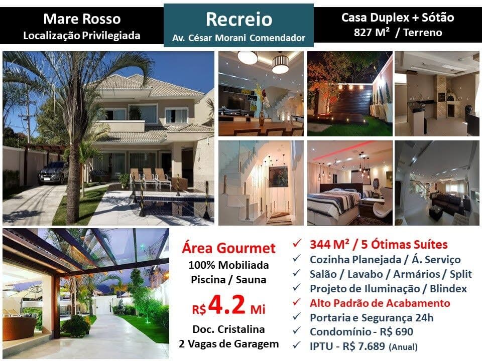 Casa Recreio Mare Rosso 344M²