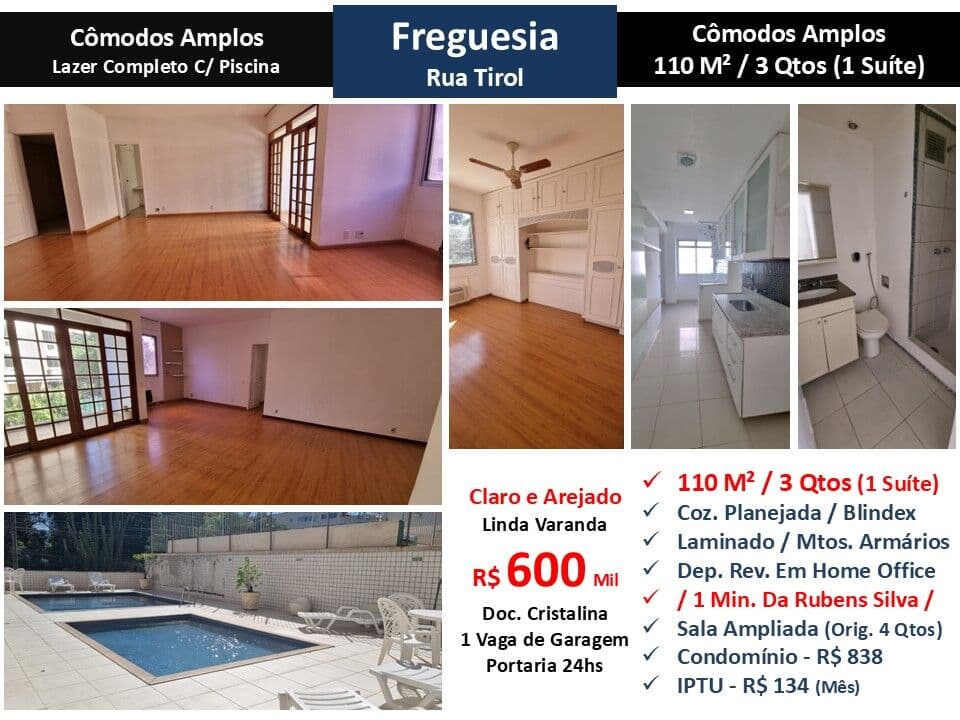 Apto JPA Freguesia Tirol 110M²