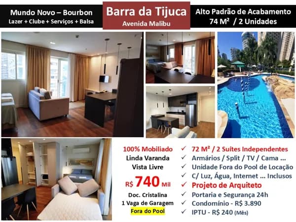 Apto Barra da Tijuca Américas Park Mundo Novo Bourbon 74M²