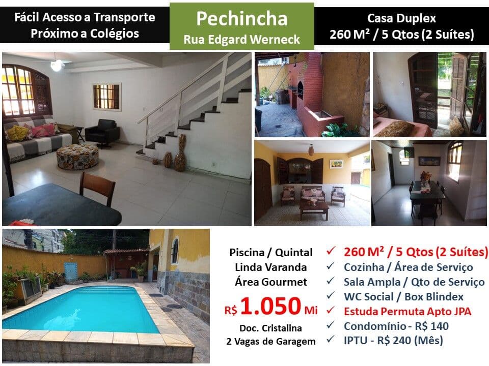 Casa JPA Pechincha Edgard Werneck 260M²