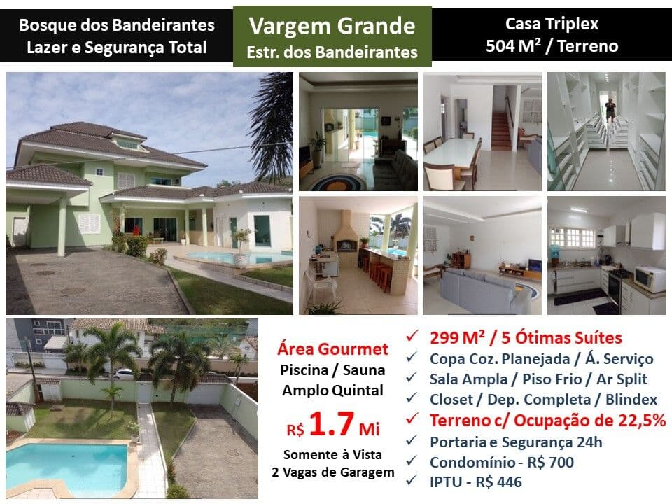 Casa Vargem Grande Bosque dos Bandeirantes 299M²