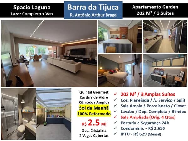 Apto Barra da Tijuca Riviera da Lagoa Spacio Laguna 202M² Garden
