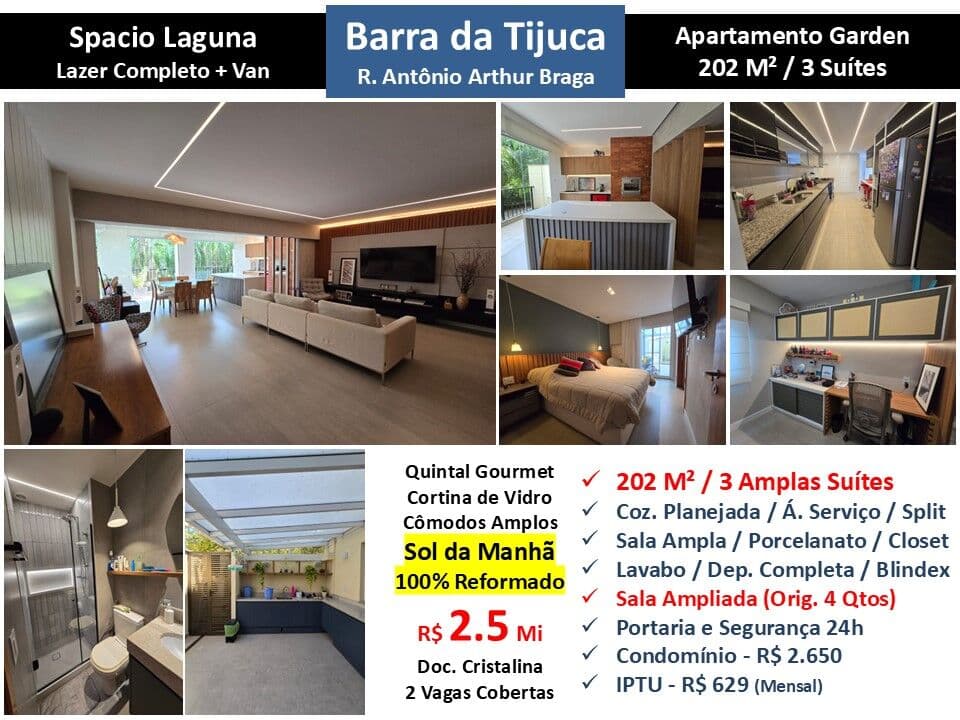 Apto Barra da Tijuca Riviera da Lagoa Spacio Laguna 202M² Garden