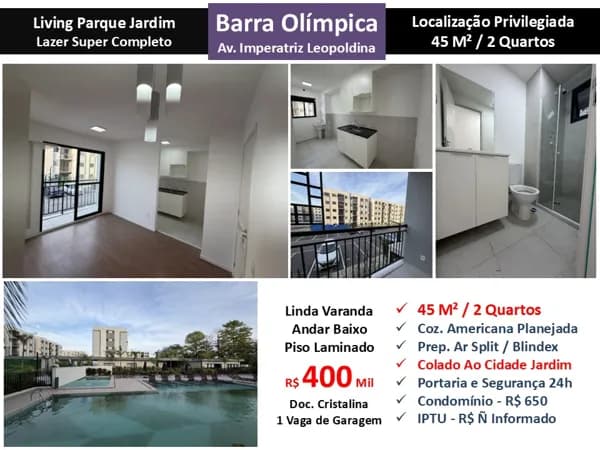 Apto Barra Olímpica Parque Jardim 45M²